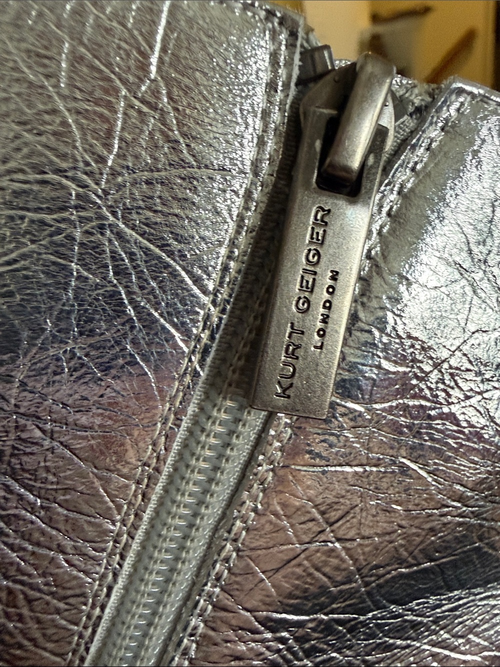 Kurt Geiger London Burlington metallic silver leather ankle boots size EU 40.5 - Picture 7 of 9